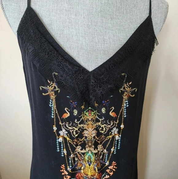 ❤️HOST PICK❤️ Camilla  Midi Lace Slip Dress Rebelle Black 100% Silk size S - Picture 2 of 16